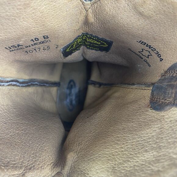 J.B Dillon Cowboy Boots Men's 10 B Brown Goat Leather Western Made In Mexico. - Picture 10 of 14